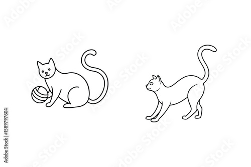 Two playful cats with a ball kitten playing
