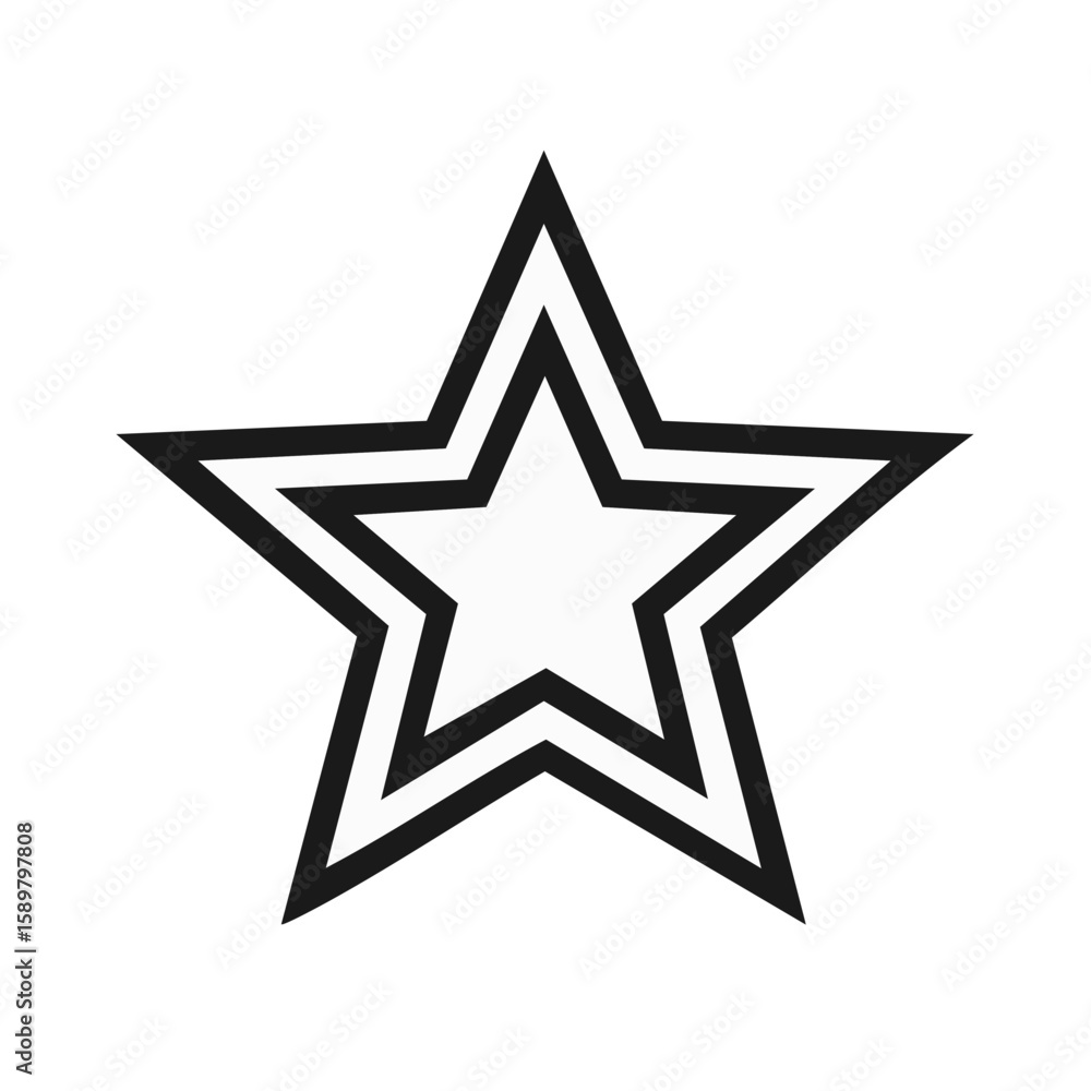 Fototapeta premium Stylized star illustration with double outline on a white background for abstract design elements