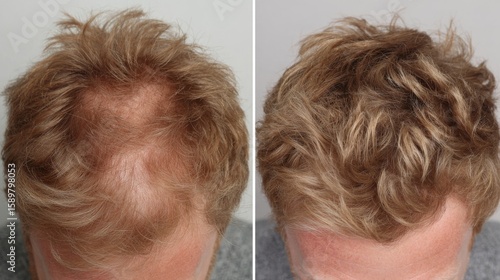 Hair Loss Treatment Before and After Crown Thinning, Hair Restoration, Blond Hair Hair Transplant, Hair Regrowth