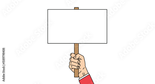 Protest demonstration with blank signboard held high demonstrating support for an idea or cause
