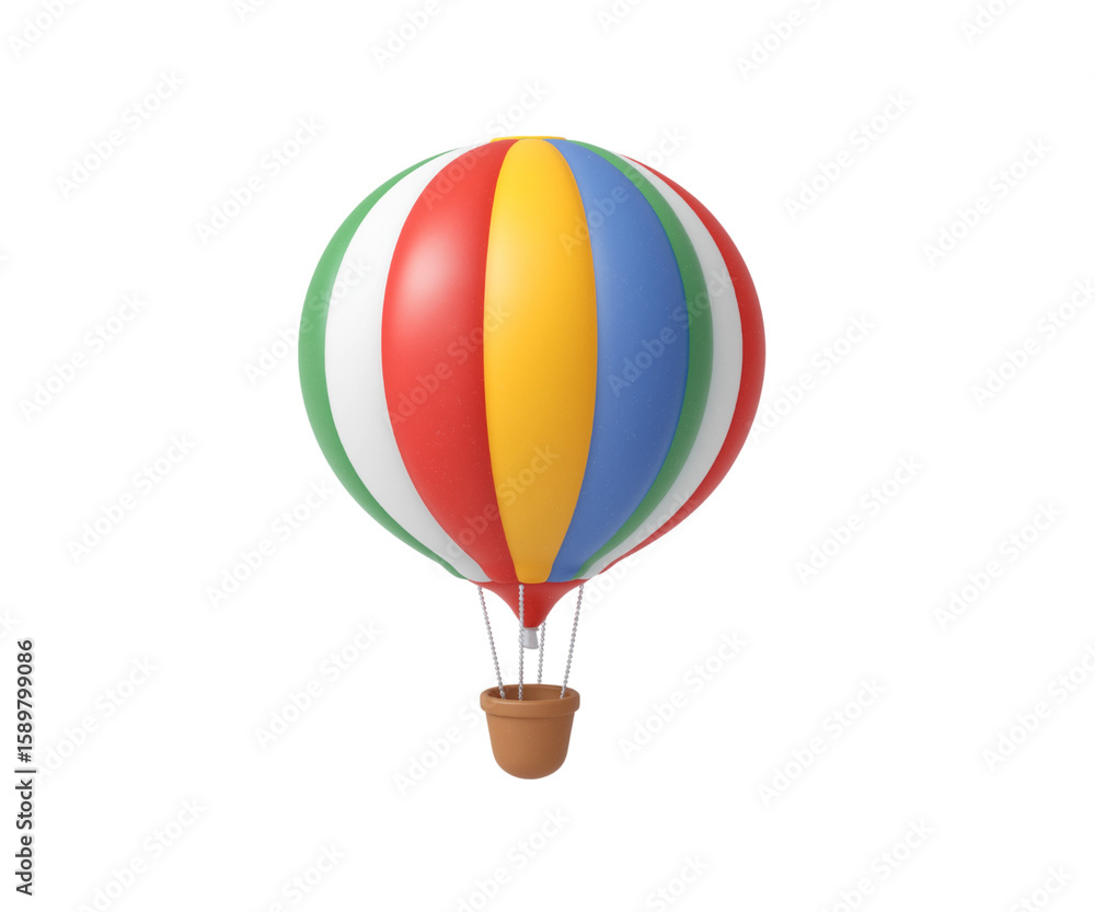 Fototapeta premium Colorful Hot Air Balloon Flying, Isolated on White Background