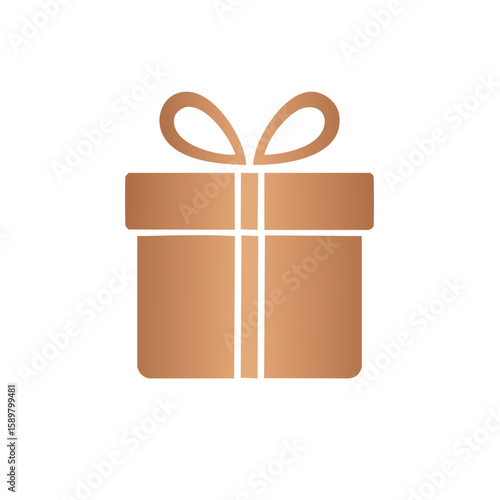 Gift box vector icon illustration in copper color. Birthday present or holiday package.