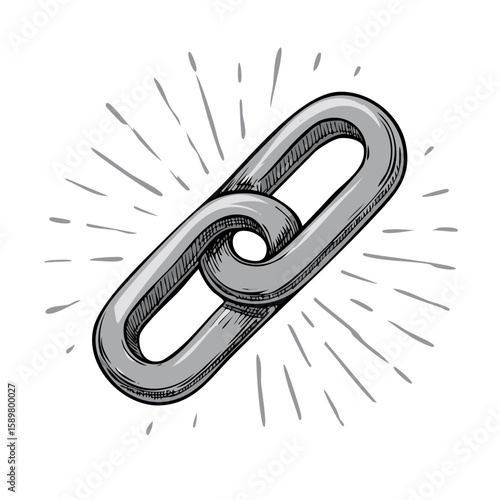 Illustration of Metallic Chain Links Connection Connectivity Safety Security Concept