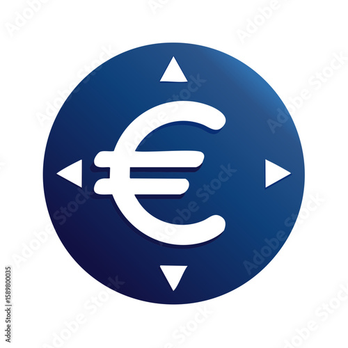 Financial direction: Stylized Euro currency symbol encircled by compass points, set against a deep blue background implying financial guidance