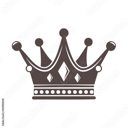 Elegant Graphic Crown Illustration Embellished with Spheres and Diamond Shapes Design Element