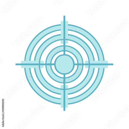 Blue Target Aim Concept, Focus Goal Strategy Achievement, Success Marksmanship Illustration