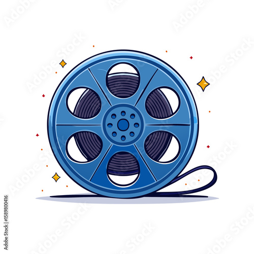 Aesthetic Film Reel Cartoon Vector for Motion Picture Industry and Cinema