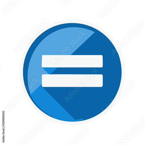 Blue Circle Icon of Equals Symbol Showing Equality, Equivalence, or Parity