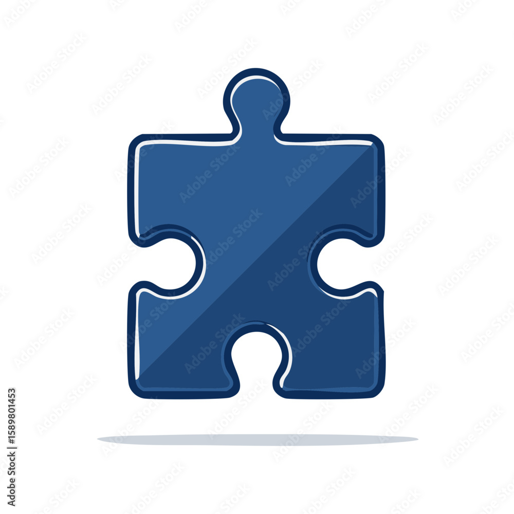 Isolated blue jigsaw puzzle piece showing connection and cooperation Isolated blue jigsaw puzzle piece showing connection and cooperation