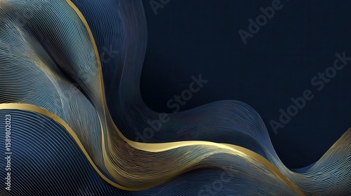 Navy blue Gold abstract wave line arts background vector. Luxury wall paper design for prints, wall arts and home decoration, cover and packaging design., no logos, no brands