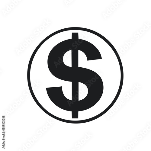 Isolated dollar symbol in circle design element representing wealth finance