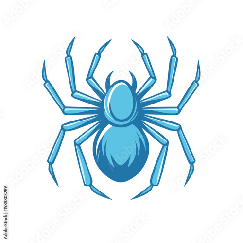 Blue Spider Illustration Arachnid with Long Legs Cartoon Style Arachnophobia Halloween Design