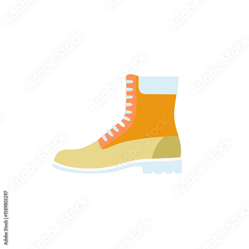 Stylized Work Boot Illustration in Yellow and Orange Ready for Work Adventure
