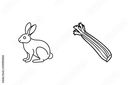 Rabbit and celery illustration bunny vegetable
