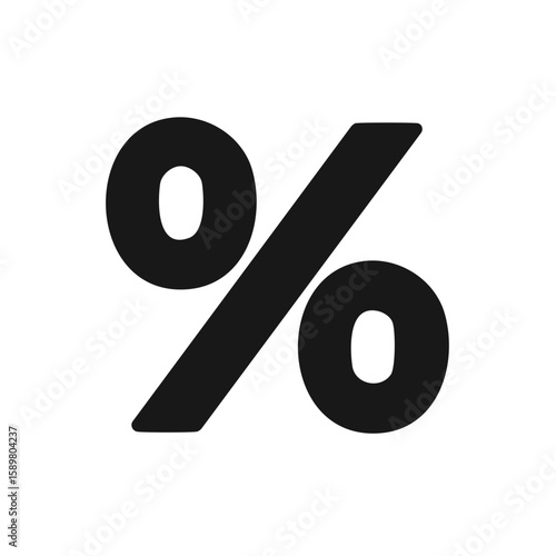 Bold black percentage symbol isolated, signifying discounts, sales, and financial figures prominently displayed.