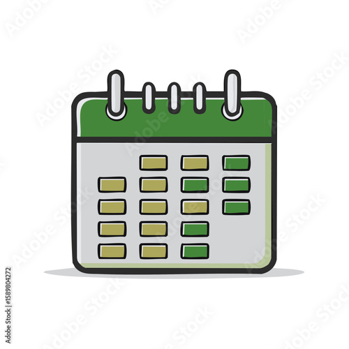Cartoon Style Calendar Icon with Marked Dates Scheduling and Time Management Illustration