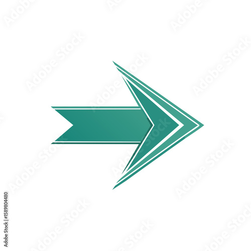 Green Arrow Pointing Directional Indicator Forward Progression Navigation