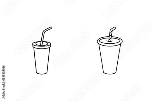 Paper cups with straws drink beverage