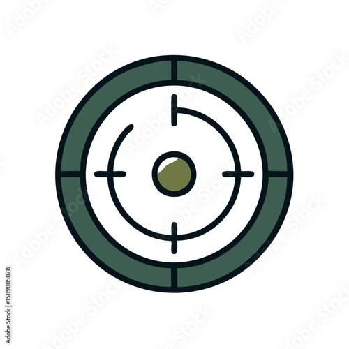 Target with crosshairs icon illustration, aims, focus, objectives, precision concept vector image