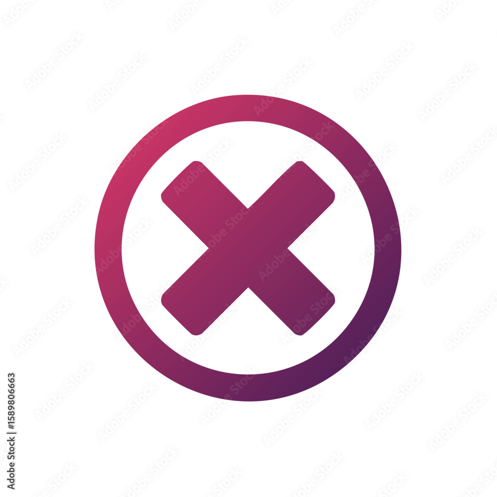 Fototapeta premium Gradient Decline Symbol. No Sign. Cancel Icon. Reject Graphic with Smooth Color Transition.
