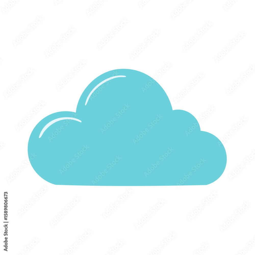 Illustration of Soft, Fluffy Teal Cloud with Glossy Highlights against a White Background Illustration of Soft, Fluffy Teal Cloud with Glossy Highlights against a White Background