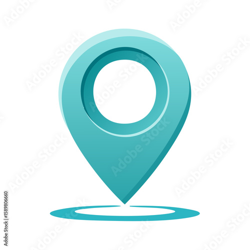 Turquoise Location Pointer Graphic with Circle, Location Symbol Illustration