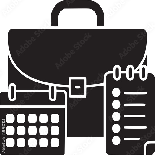 Business briefcase with calendar and checklist icon for organization and planning concept