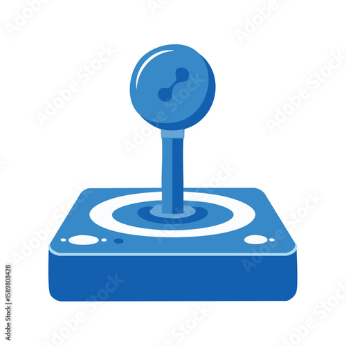 Blue game joystick vector, retro style gaming controller for video arcade games, digital entertainment technology concept