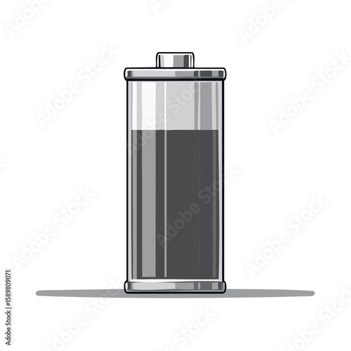 Monochrome battery symbol with fluid level for energy or power illustration