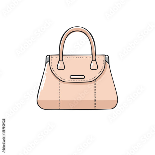 Elegant peach colored handbag illustration, contemporary fashion accessory, stylish design
