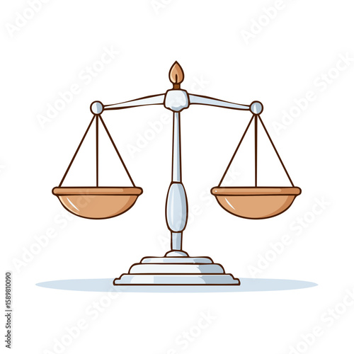 Cartoon Illustration of Scales of Justice, Symbol of Law and Judgement