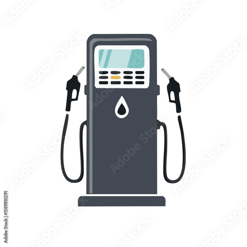 Isolated Gas Pump Illustration Fuel Dispenser and Nozzles Cartoon Style