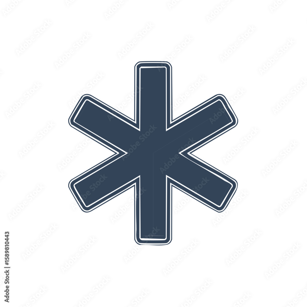 Obraz premium Emergency Medical Services Symbol Dark Blue Color, Isolated Star of Life