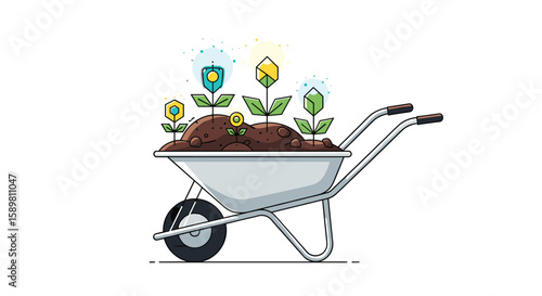 Nurturing growth a wheelbarrow full of flowers and garden soil