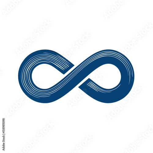 Abstract infinity sign design made with parallel lines showing the concept of endless loop or everlasting flow