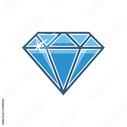 Geometric Light Blue Diamond Shining with Star Burst Design Element