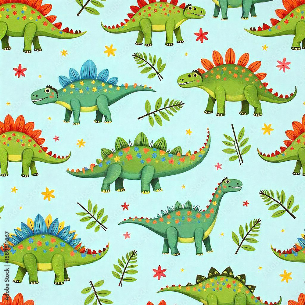 Obraz premium dinosaur seamless pattern