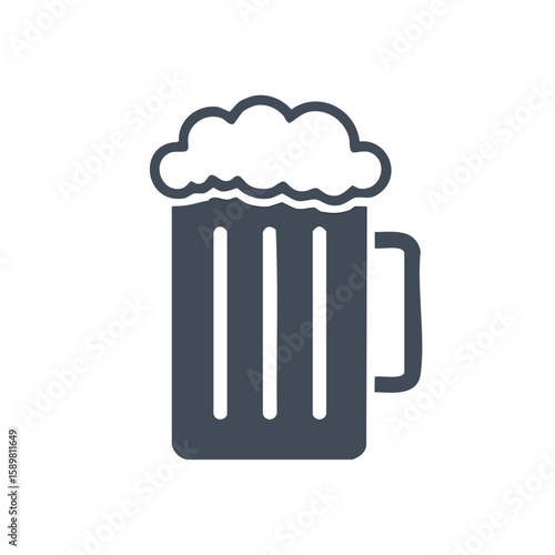Mug of Refreshing Beer with Foam, Alcoholic Drink Symbol Icon, Pub Celebration