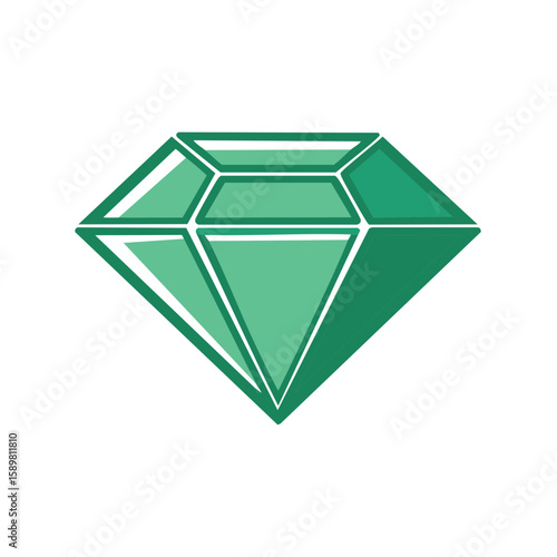 Emerald Gemstone Vector Illustration Green Colored Jewelry Precious Stone