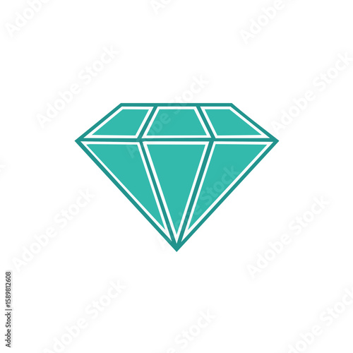 Isolated Teal Diamond Icon, Geometric Design, Fashion Symbol, Graphic Element