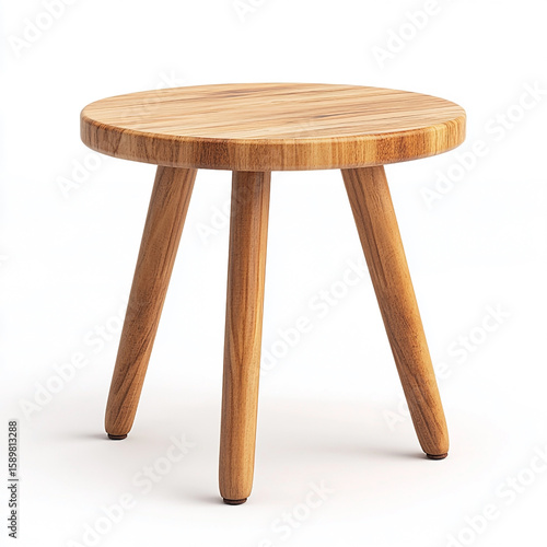 Round wooden stool with three tapered legs on white background round stool three legs