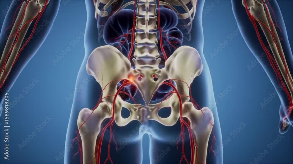 Medical animation visualizing radiating nerve pain from sciatica ...