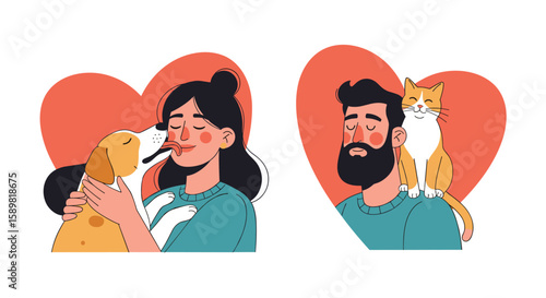 People cherishing beloved companions a warm connection between humans and animals