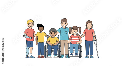 Celebrating diversity and inclusion a unified group embracing different abilities together