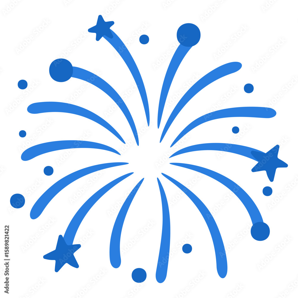 Fototapeta premium Blue radial firework explosion isolated in cartoon flat style