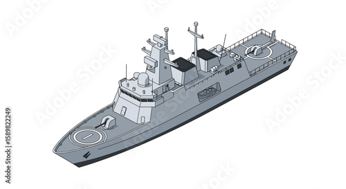Modern frigate naval vessel design for advanced maritime operations and security patrols