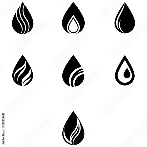 Collection of gas flame icons for businesses in the heating, ventilation, and energy sectors
