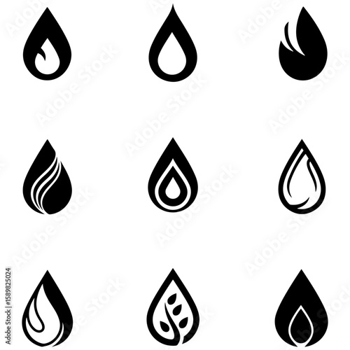 Stylized aqua droplets to be used as logotypes for foundations and non-profit organizations