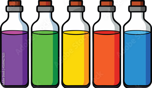 Colorful potion bottles vector collection