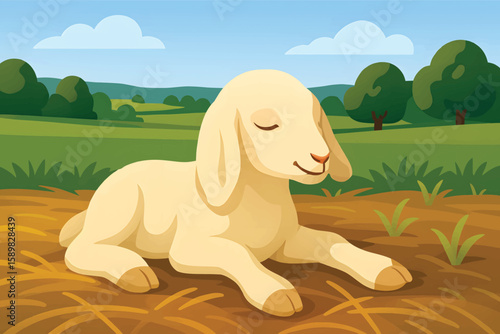 🍼🐑 Cuteness Overload! 🐑🍼
Adorable cartoon baby lamb resting peacefully in a bright countryside scene—perfect for nursery, kids’ decor, and storybooks! 🌿✨Download this sweetness now! 💖